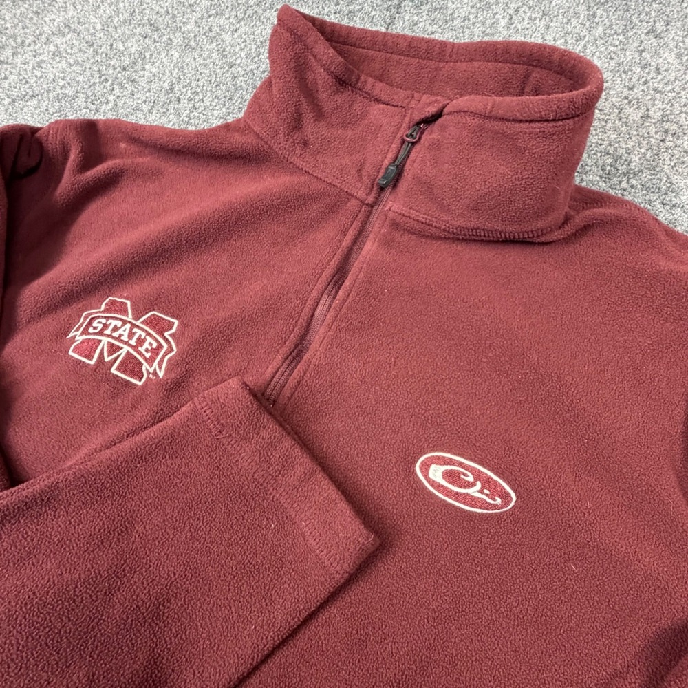 Drake Waterfowl Mississippi State Bulldogs Mens Medium Maroon Fleece Quarter Zip